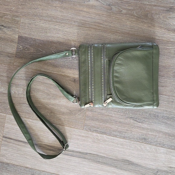 Handbags - Green Leather Crossbody Bag